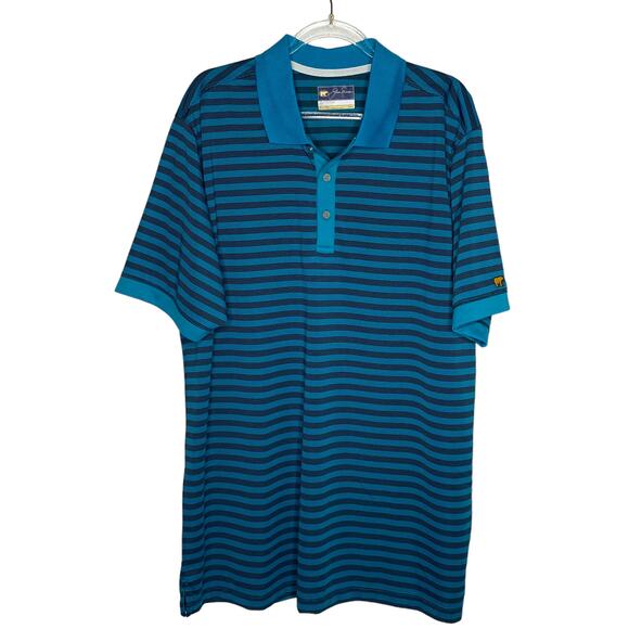 Jack Nicklaus Other - Jack Nicklaus Mens Size Large Golden Bear Stay Dri Polo Teal Black Stripe Collar